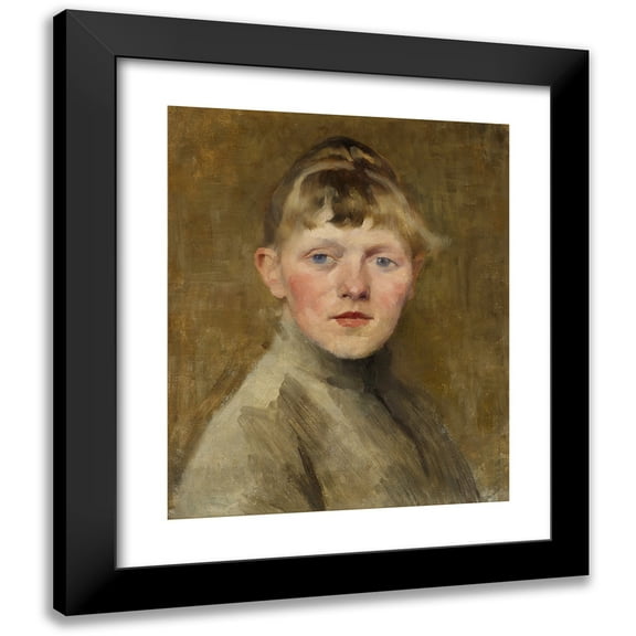 Helene Schjerfbeck 12x14 Black Modern Framed Museum Art Print Titled - Self-Portrait (1884 - 1885)