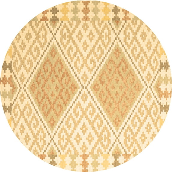 Ahgly Company Indoor Round Southwestern Brown Country Area Rugs, 4' Round