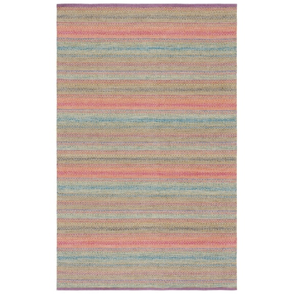 SAFAVIEH Kilim Leon Striped Cotton Area Rug, Pink/Blue, 5' x 8'