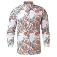 thumbnail image 3 of Yoodem Mens Shirts Men's T-shirts Men's Causal Long Sleeve Flower Printed Shirt Fit Slim Blouse Top Shirts for Men White 3XL, 3 of 7