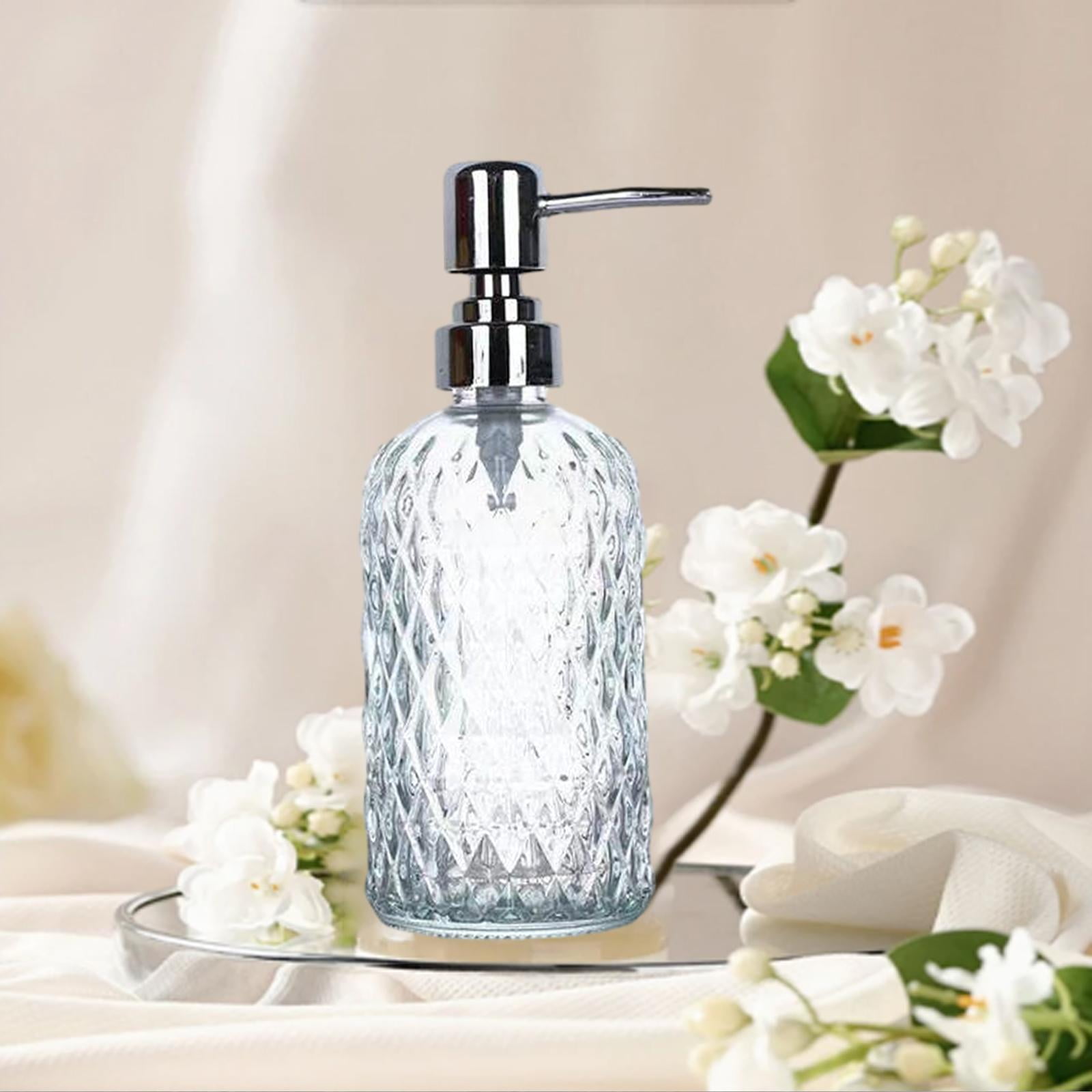 perfk Clear Glass Hand Dish Soap Dispenser Stylish with Rustproof Stainless Steel Pump