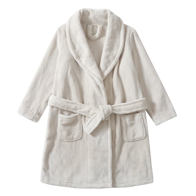 Splozh Girls Bathrobe Boys Girls Bathrobe Soft Hooded Robe Cotton Bathrobe White,4-5 Years