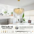 thumbnail image 6 of FINE MAKER Gold Shell Chandelier Modern Pendant Lighting 23.6in Round Crystal Chandeliers for Kitchen Island, 6 of 9