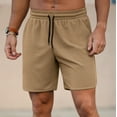 thumbnail image 2 of Iceglad Mens Athletic Shorts Elastic Drawstring 7in Inseam Stretch Waffle Running Gym Khaki S, 2 of 9
