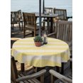 thumbnail image 3 of Outdoor Tablecloth with Umbrella Hole Zipper Yellow Striped Round Tablecloth 54" Waterproof Outside Table Cloth Beige Retro Minimalism Abstract Stripes Patio Table Cover Tablecloths for Picnic Party, 3 of 8