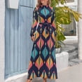 thumbnail image 4 of Colorful Geometric Abstract Pattern Women's Long Dress Long Sleeves Dress Vintage Dresses Party Maxi Dress High Waist Dress, 4 of 4