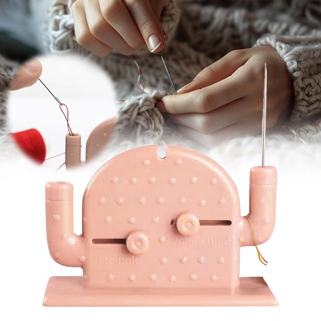 Cactus Wire Cutter Pink, Automatic Needle Threader Diy Tool Home Hand Machine Sewing Automatic Double Headed Thread, 3.12*2.34*1.56In, 1 Needle Threader, Meiiso