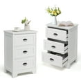 thumbnail image 1 of Gymax 2 Pcs Table de Chevet 3 Tiroirs Table d'Extrémité Chambre Rangement Bois Côté Table de Chevet Blanc, 1 of 10