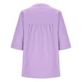 thumbnail image 4 of MSJUHEG Linen Blouse Women's Blouses & Button-down Shirts Blusas De Algodon Para Mujer Gauzy Tops for Women Boho Linen Tops Peasant Tops for Women Casual Shirts Purple 3xl, 4 of 6