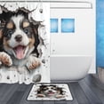 thumbnail image 2 of Bath Curtain & Non-Slip Bath Mat Set 12-Grommet Shower Curtain Memory Foam Bath Rug Puppy Breaking Through The Wall, 2 of 8