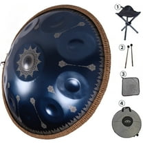 440HZ Tambourine Drum in D Minor 22Inch Blue 10 Notes Mandala Handpan Drum with Soft Hand Pan Bag