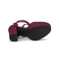 thumbnail image 3 of BLISSFUL STEP Women's Pumps Block Heels Platform Strappy Lace up Pumps Burgundy 8, 3 of 8