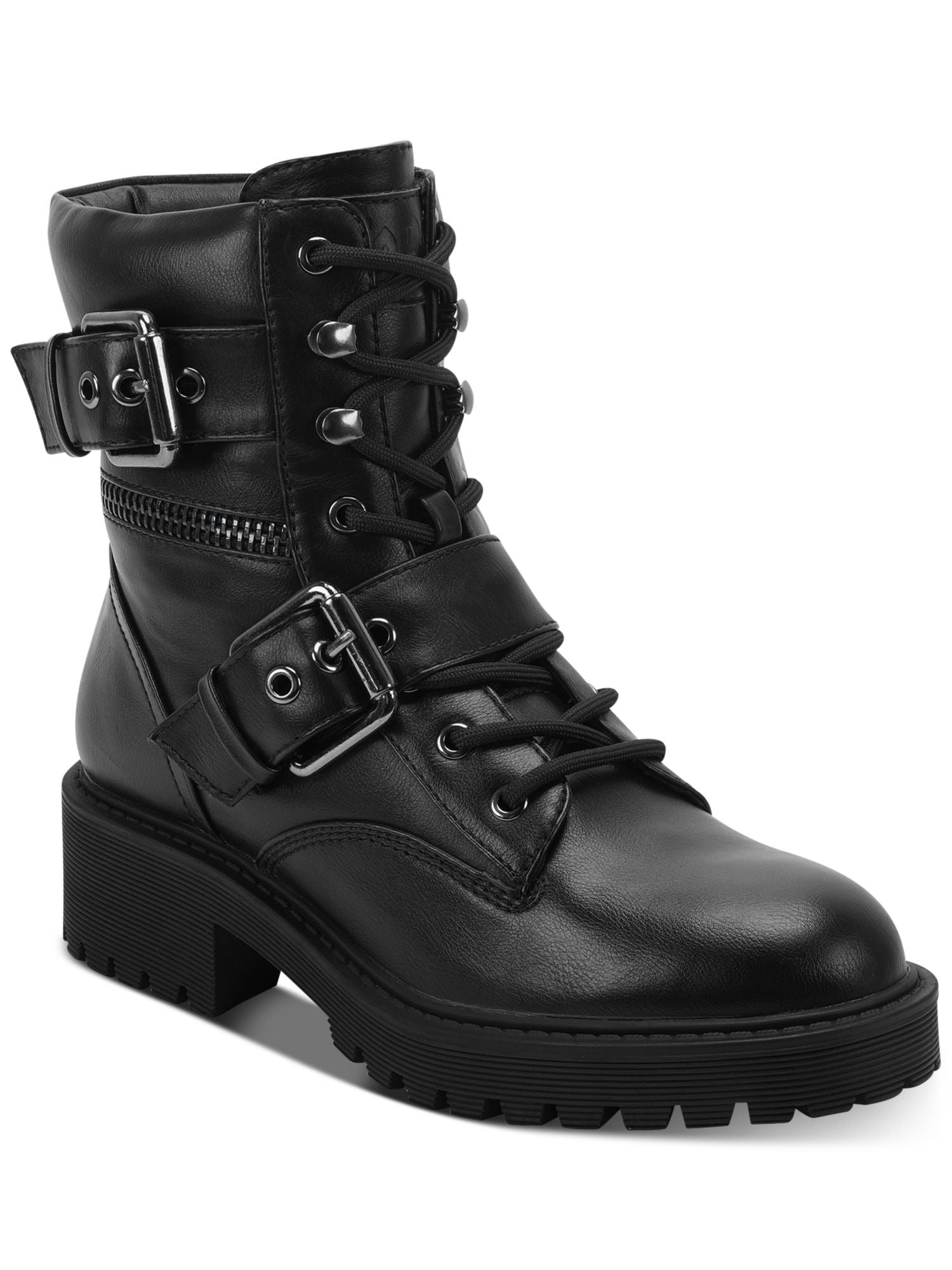 GBG GUESS Womens Black Eyelet Lace Up Cushioned Lug Sole Stretch Buckle ...