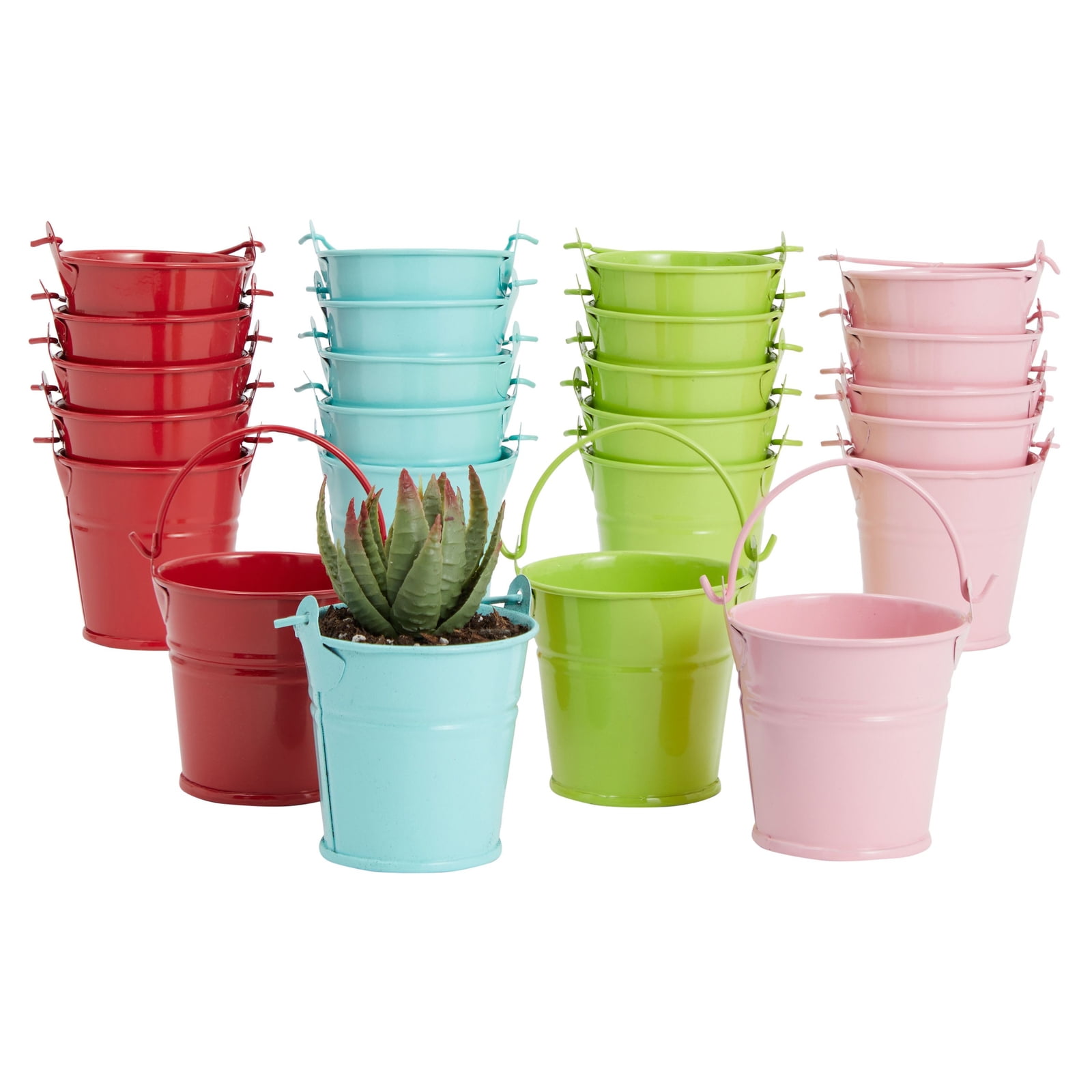 24 Pack Mini Metal Buckets for Crafts, 2Inch Galvanized Tin Pails for