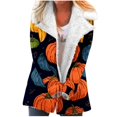 thumbnail image 1 of Puntoco Abrigo Mujer Halloween Impreso Moda Manga Larga Bolsillo Compuesto Felpa Botón Abrigo Manga Larga Sin Sombrero Casual Abrigo/Chaqueta Liquidación Puntoco Puntoco-1, 1 of 4