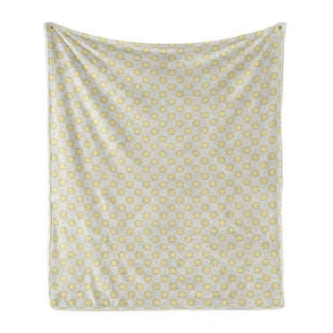 Ethnic Soft Flannel Fleece Throw Blanket, Elaborated Ornamental Endless Pattern of Motifs, Cozy Plush for Indoor and Outdoor Use, 50" x 60", Earth Yellow Pale Grey, by Ambesonne