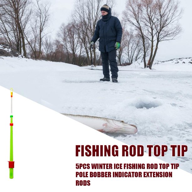 Caña de pescar en hielo de invierno, 5 uds., varillas de extensión con indicador de Bobber de punta superior