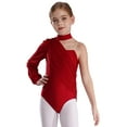 thumbnail image 2 of Haitryli Kids Girls One Shoulder Strap Gymnastics Jersey Latin Leotard Jumpsuit Ballet Dance Unitard Dancewear Burgundy 16, 2 of 7