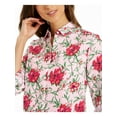 thumbnail image 3 of CHARTER CLUB Womens Pink Floral Roll-tab Collared Button Up Top M, 3 of 3