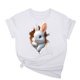 thumbnail image 1 of Tops de Cuello Alto para las Mujeres Amante Impreso Camiseta Cuello Redondo Manga Corta, Poliéster Spandex, 1 of 7
