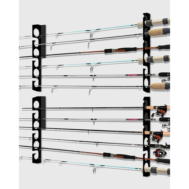 WIPHANY Fishing Rod Racks Wall or Ceiling Fishing Rod/Pole Rack Holder  Storage Hook Holds up to 12 Fishing Rods Wall Mounted for Garage Cabin and  Basement 