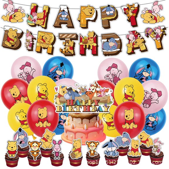 Winnie Pooh Birthday Party Supplies,Cartoons Theme Party Decoration Set