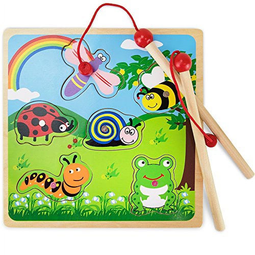 Imagination Generation Lift & Look Magnetic Bug Catcher Wooden Dexterity Fishing Game - image 2 of 8