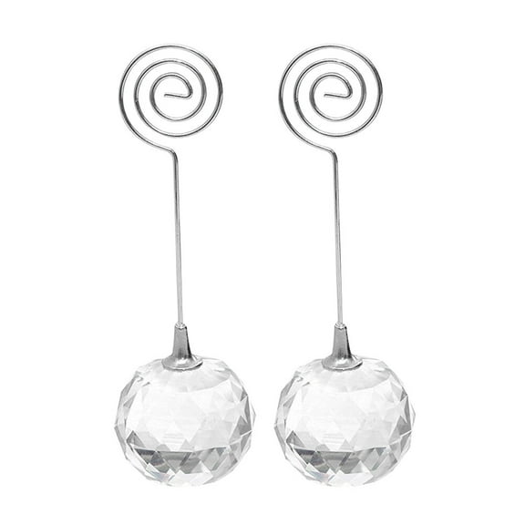 LABRIMP Crystal Place Card Holder for Table Marker and Wedding Decor Transparent Round Base 1Pack 1.6 x 1.6 x 4.7 inch