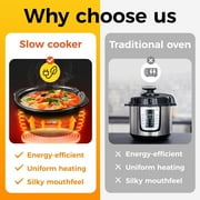 Superjoe Double Slow Cooker,2 Pot Small Mini Crock Buffet Servers and Warmer,Dual Pot Oval Manual Slow Cooker with Adjustable Temp Removable Ceramic Pot,Stainless Steel, Total 2.5 Quarts Red