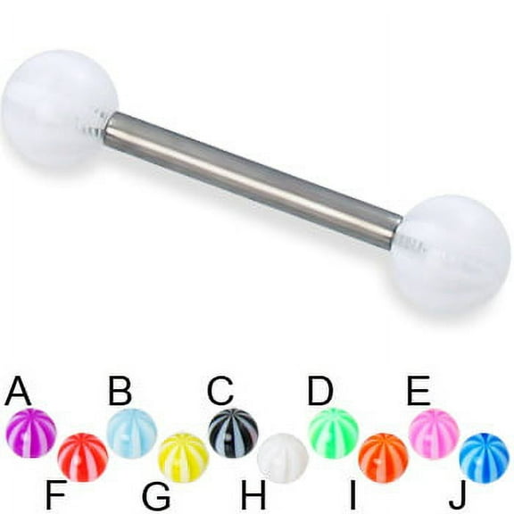 Striped Ball Tongue Ring/Snake Eyes/Nipple UV 14G (1.6mm) Acrylic (Red Black) (B/4/5)