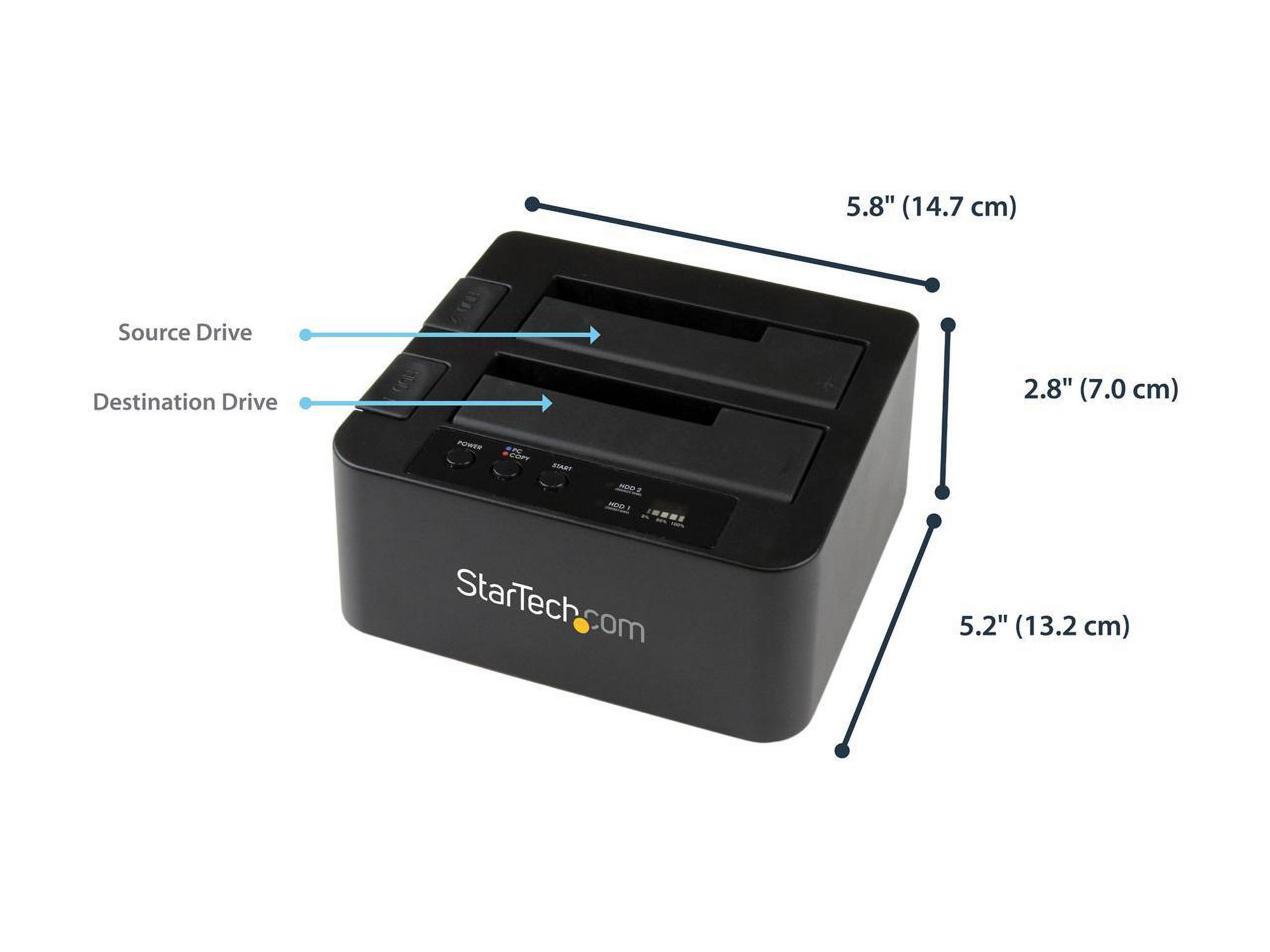 StarTech.com SDOCK2U33RE USB 3.0 / eSATA 2.5/3.5" SATA HDD/SSD Duplicator Dock – Standalone Hard Drive Cloner – SATA 6Gbps for fast-speed duplication - image 5 of 5