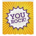 thumbnail image 2 of You Rock Shower Curtain, Inspirational Text Bubble Comic Book Halftone Illustration, Fabric Bathroom Set with Hooks, 69W X 84L Inches Extra Long, Marigold Quartz Yellow Eggshell, by Ambesonne, 2 of 2