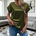 thumbnail image 2 of Elegant Casual Satin Short Sleeve T Shirt Blouse Top For Everyday Comfort And Stylish Outfits With A Soft Shimmering Fabric Feel, 2 of 5