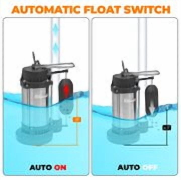 XtremepowerUS Submersible Sump Pump 1/2HP 3800 GPH With Vertical Float Switch Utility Basement