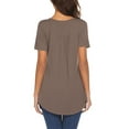 Chama V Neck Henley Shirts for Women Short Sleeve Pleated Tunic Tops ...