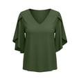 thumbnail image 4 of Kezqiaxn 3/4 Sleeve Tops for Women V-Neck Ruffled Casual Loose Shirts Summer Business Dressy Work Blouses, 4 of 8
