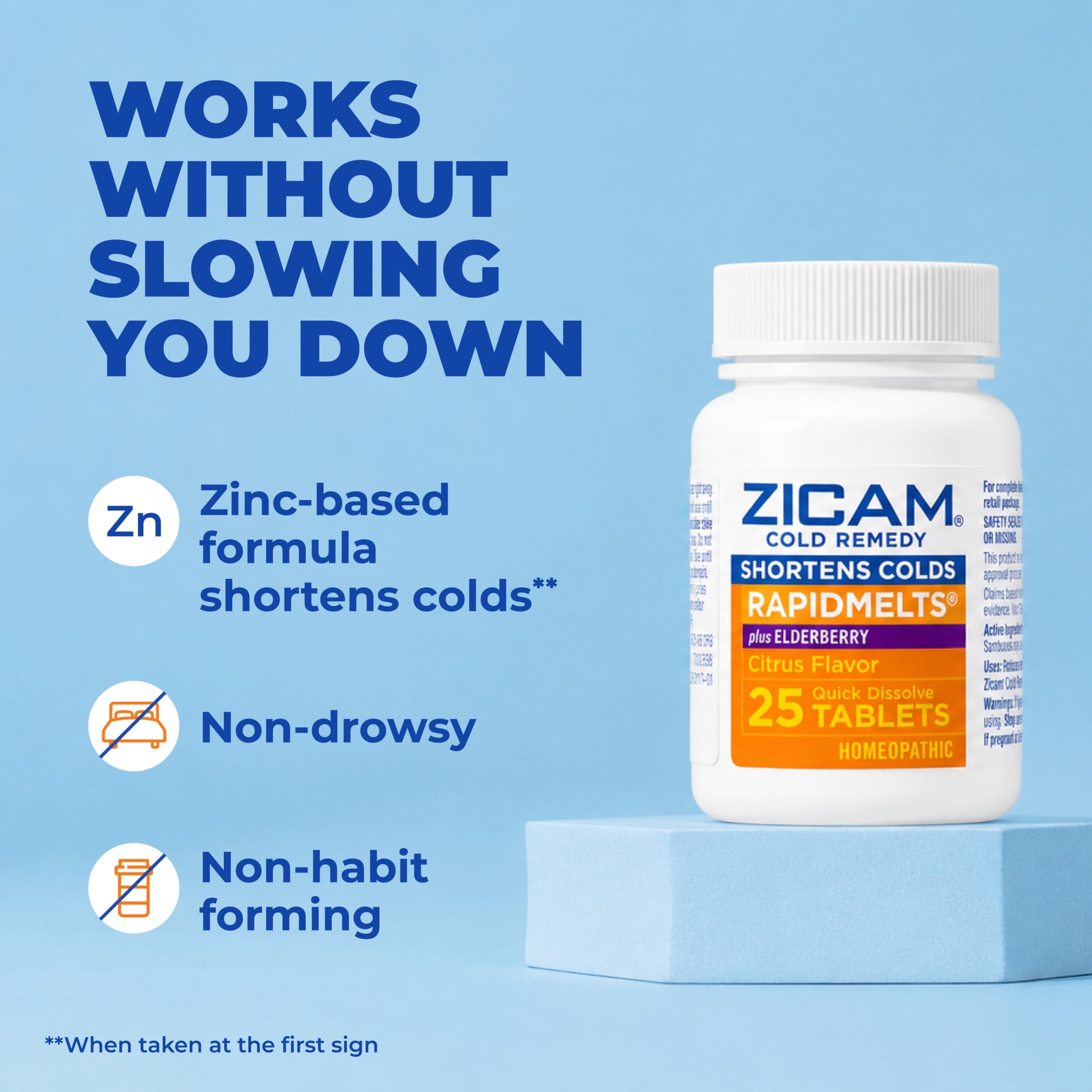 (4 pack) Zicam Cold Remedy Zinc RapidMelts, Elderberry Citrus, Homeopathic Cold Shortening Medicine, 25 Count