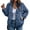 Navy Blue, variant on Women's Bomber Jacket Corduroy Ribbed Quilted Zip Up Long Sleeve Winter Coat Fall Outerwear Tops with Pockets Black S