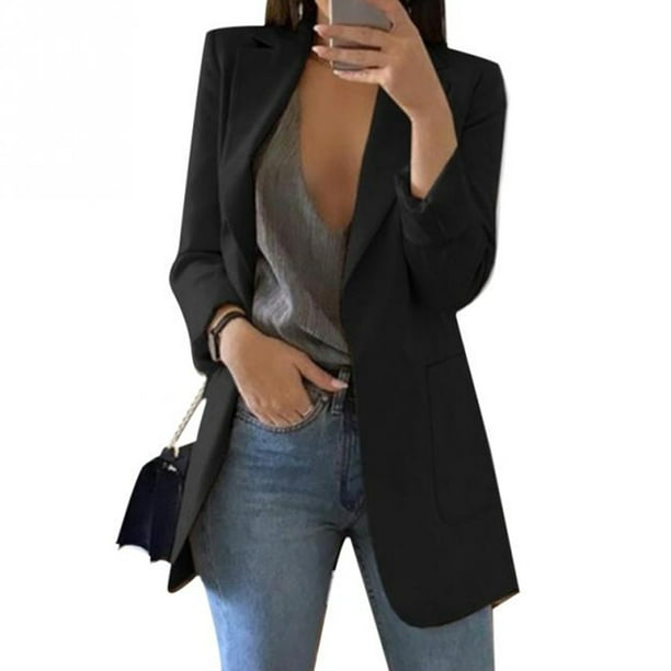 Koszal Fashion Solid Color Lapel Long Sleeve Business Women Blazer Coat  Suit Jacket 