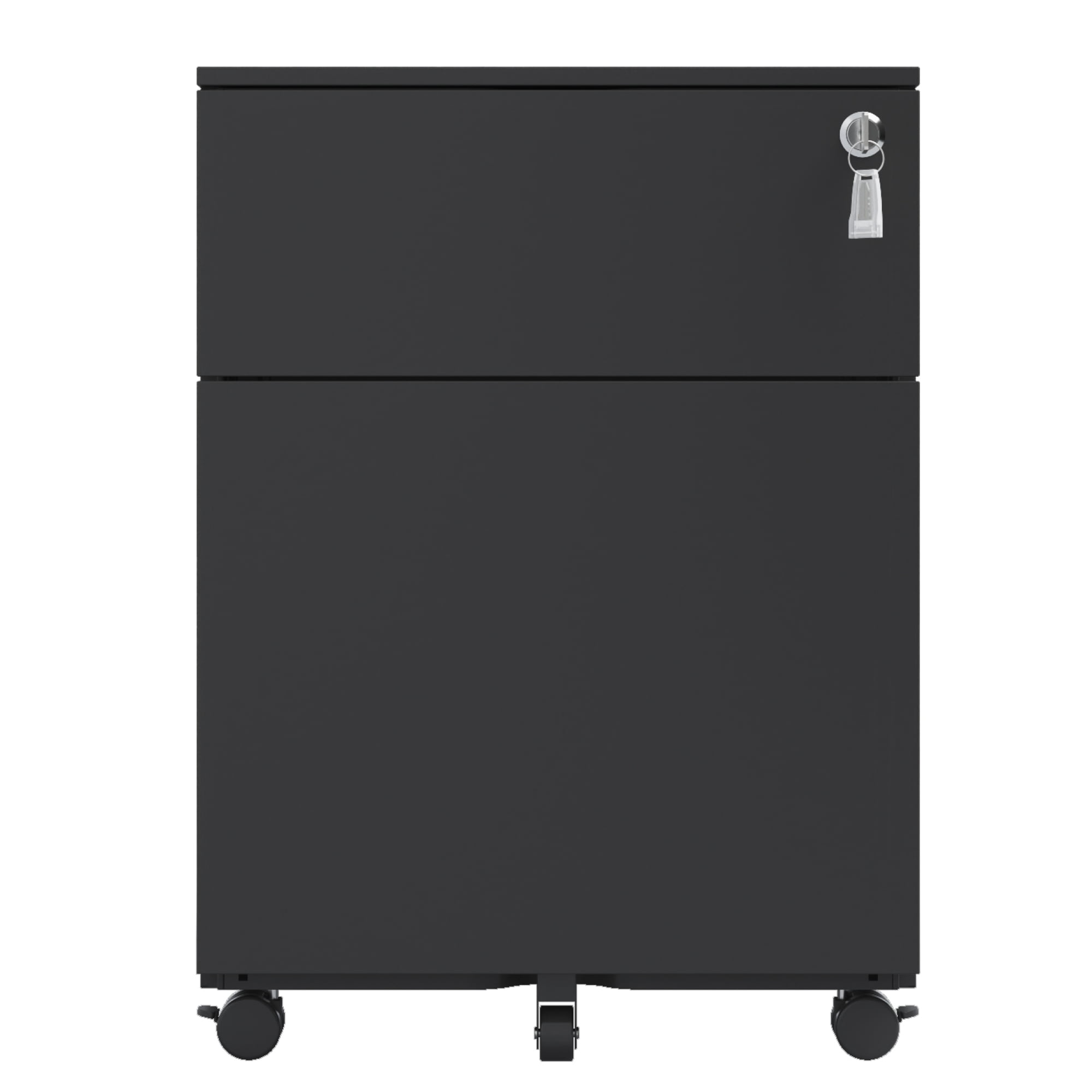 2 Drawer Mobile File Cabinet with Lock Steel File Cabinet for Legal/Letter/A4/F4 Size, Fully Assembled except for Wheels
