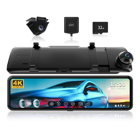 Cámara con espejo retrovisor REDTIGER T700 11" 4K UHD con GPS de 32 GB