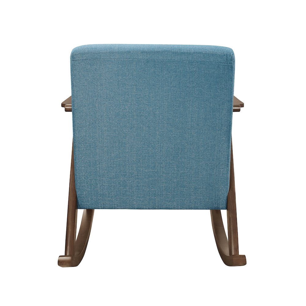 Lexicon Waithe Mid-Century Textured Fabric Rocking Chair in Dark Walnut/Blue