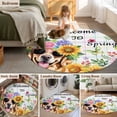 thumbnail image 5 of Round Rugs 5Ft, Spring Dog Round Area Rug Washable Indoor Throw Carpet, Vintage Watercolor Botanical Floral Sunflower Soft Non Slip Circle Rug for Cabinet Bathroom Home Decor Aesthetic, 5 of 8