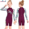 thumbnail image 3 of Buceo vela niños traje de traje de baño traje de baño niños traje de baño espalda con cremallera cremallera ropa de baño para nadar buceo snorkeling púrpura l kenally OD003662-03, 3 of 7