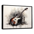 thumbnail image 2 of Designart "Charcoal Guitar Vibrations Shades of Brown III" Entertainment Framed Wall Art - Vintage Grey Music Living Room Framed Canvas Art, 2 of 6
