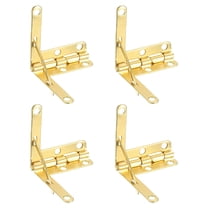 10Pcs Box Quadrant Hinge, 30x32mm Box Hinge Cases with Side Rail Retaining Arm 90 Degree Folding Support Hinges for Jewelry Wine Wooden Box, Imitation Gold