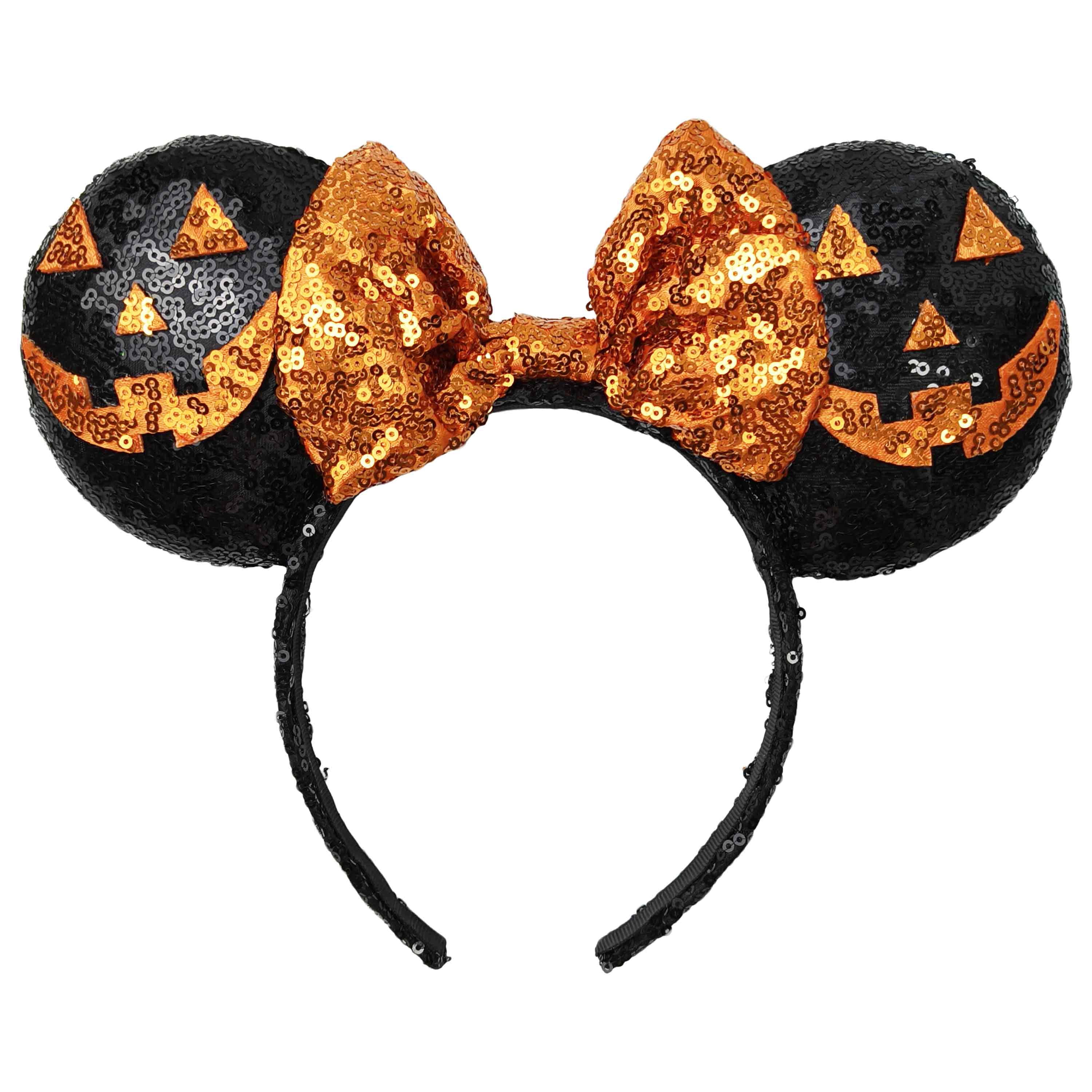 Minnie Mouse Sequin Pumpkin Ears with Orange Sequin Bow, Halloween Costume Accessory for Adults, by Disney