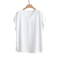 thumbnail image 5 of QSXADF Womens Pajama Tops Sleep Shirts For Women Solid Cotton Ruched V Neck Short Sleeve Loose Tee Women Summer Home Sleepwear Ladies Loungewear, 5 of 5