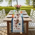 thumbnail image 4 of Table Runners 70 Inches Long Dress Scarves, Independence Day Farmhouse Coffee/Dining/Kitchen Table Decor, Holiday Table Runner, Red Blue Stars Stripes Flag Wooden 13x70 Inch, 4 of 9