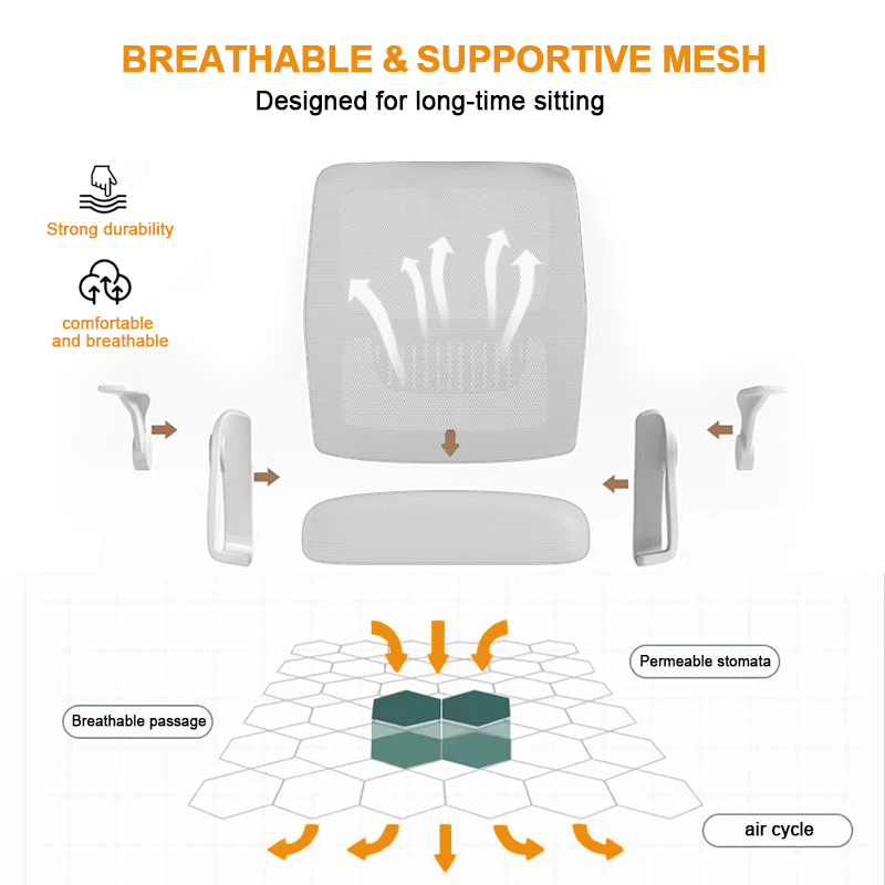 WXJHL Home Office Chair Ergonomic Desk Chair Breathable Mesh Chair High Back Desk Chair with Adjustable Height,Swivel Chair with Flip-Up Arms and Lumbar Support (White)